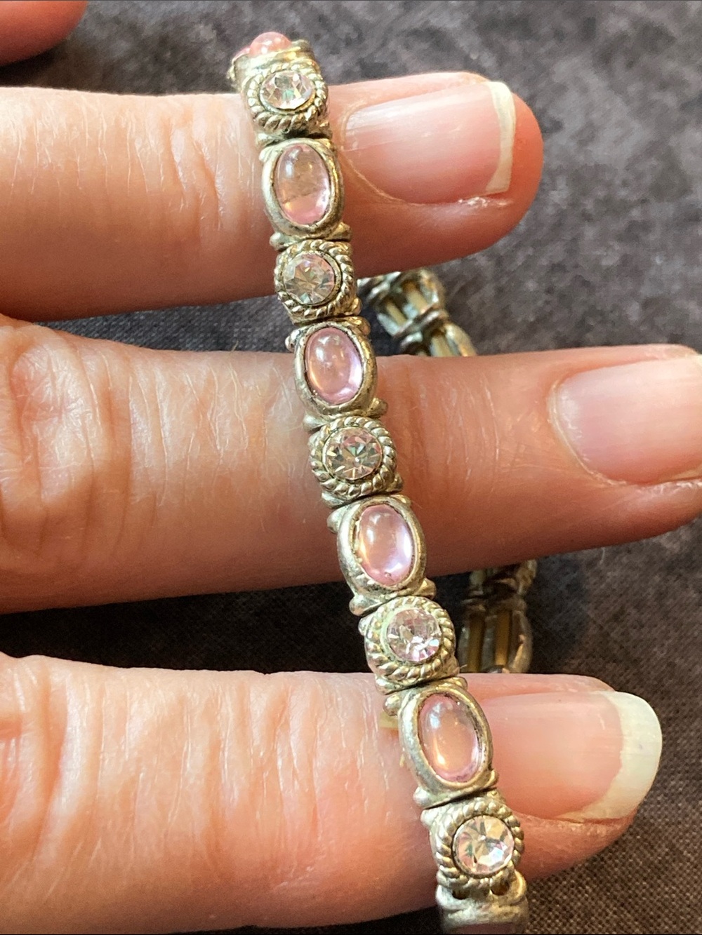 Elegant Pink Aurora and Clear Facet Stretch Bracelet